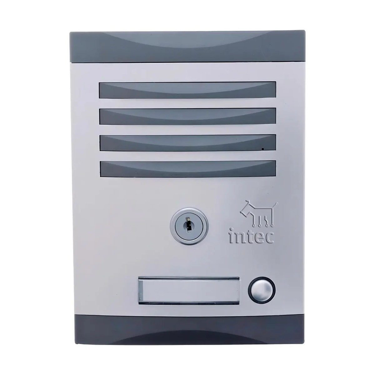 Frente de calle Intec INK-1 de aluminio natural con accionamiento de cerradura · 1 botón
