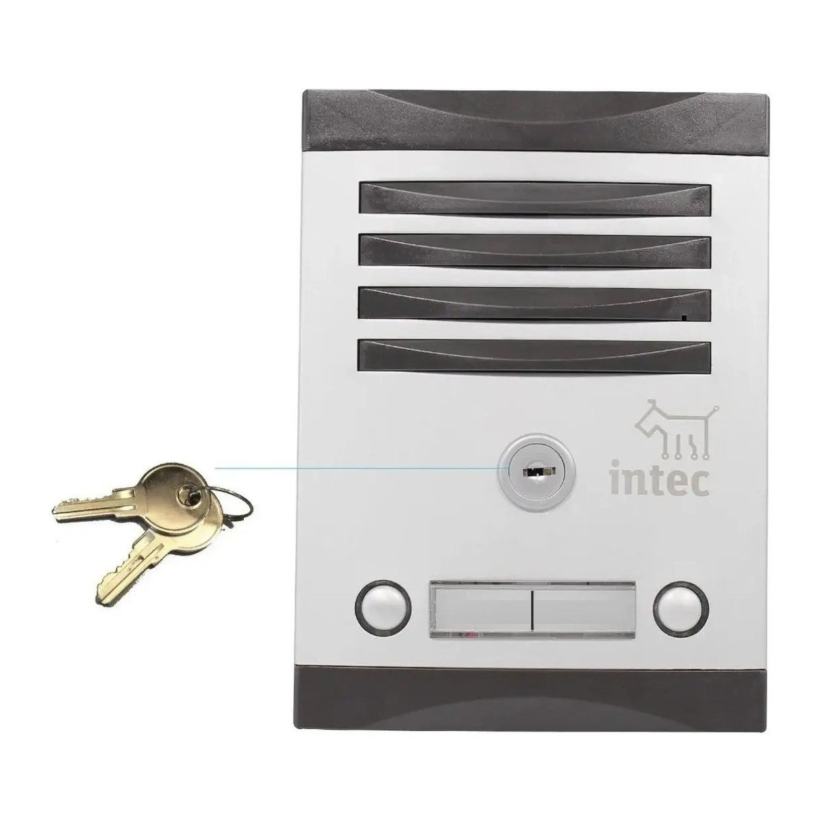 Frente de calle Intec TNK-2 de aluminio con accionamiento de cerradura · 2 botones · Para empotrar