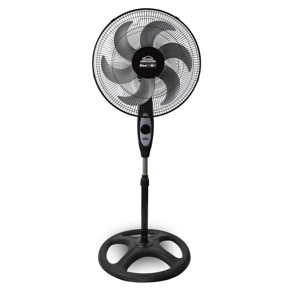 Ventilador de pedestal Home Elements MaxiFlow Élite de 18" · Negro